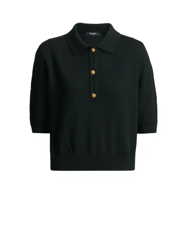 Knitted 3-button polo