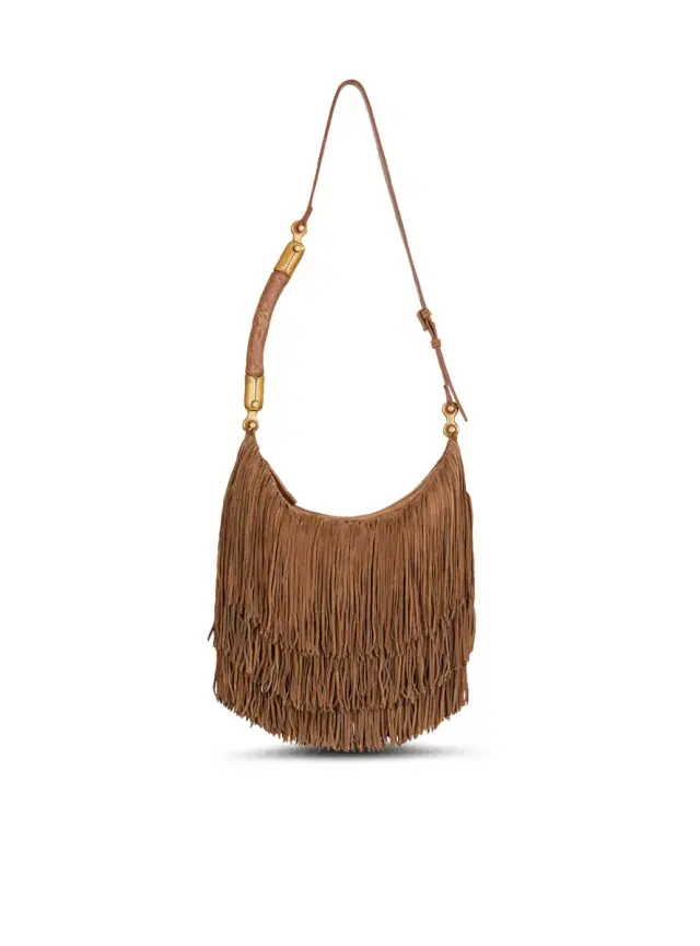 Balmain Ébène Hobo fringed suede bag