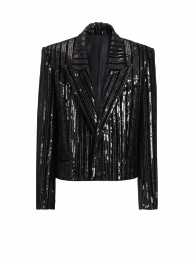 Balmain Cropped sequin velvet jacket | Thumbnail 1 Balmain Cropped sequin velvet jacket | Thumbnail 1