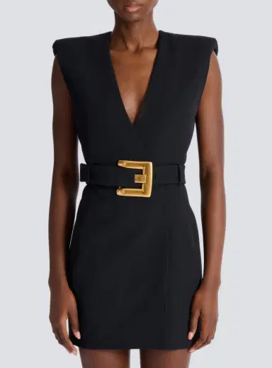 Balmain Short belted grain de poudre dress | Thumbnail 7 Balmain Short belted grain de poudre dress | Thumbnail 7