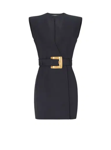 Balmain Short belted grain de poudre dress | Thumbnail 1 Balmain Short belted grain de poudre dress | Thumbnail 1