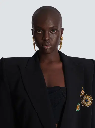 Balmain 3D PB pendant earrings with crystals | Thumbnail 2