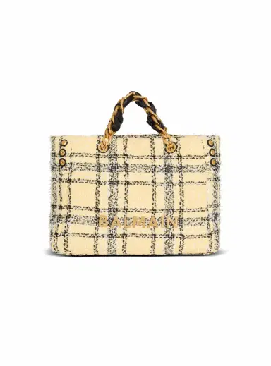 Balmain Plaid tweed 1945 tote bag | Thumbnail 1 Balmain Plaid tweed 1945 tote bag | Thumbnail 1