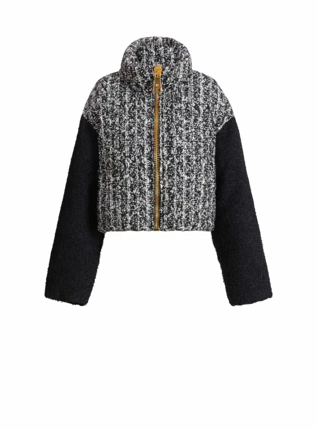 Padded two-tone tweed jacket