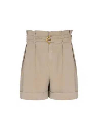 Balmain Cotton and linen Bermuda shorts with T-Bar belt | Thumbnail 1