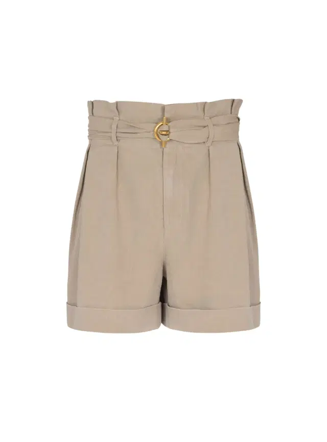 Balmain Cotton and linen Bermuda shorts with T-Bar belt