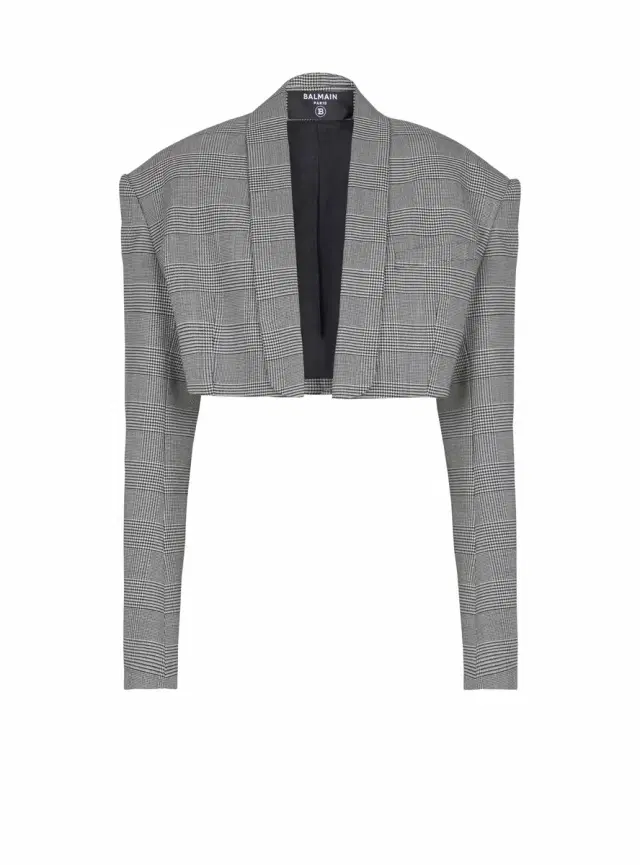 Balmain Cropped jacket in Prince of Wales jacquard