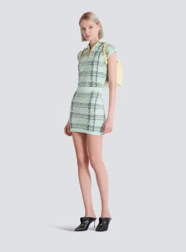 Balmain Short skirt in glitter plaid tweed | Thumbnail 2