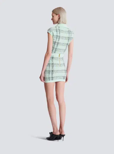 Balmain Short skirt in glitter plaid tweed | Thumbnail 4