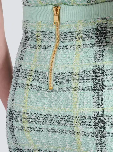 Balmain Short skirt in glitter plaid tweed | Thumbnail 5