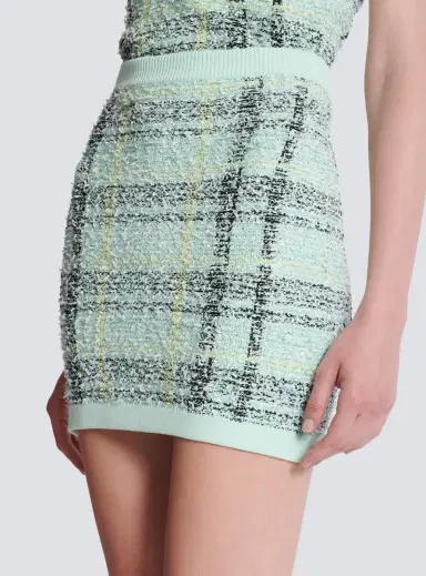 Balmain Short skirt in glitter plaid tweed | Thumbnail 6