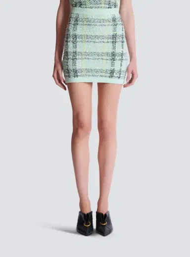 Balmain Short skirt in glitter plaid tweed | Thumbnail 7