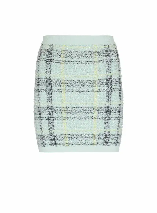 Balmain Short skirt in glitter plaid tweed
