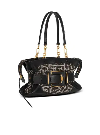 Balmain Leather and monogram jacquard Anthem bag | Thumbnail 3 Balmain Leather and monogram jacquard Anthem bag | Thumbnail 3