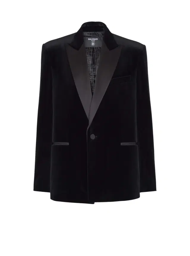 Balmain Velvet and satin 1-button blazer