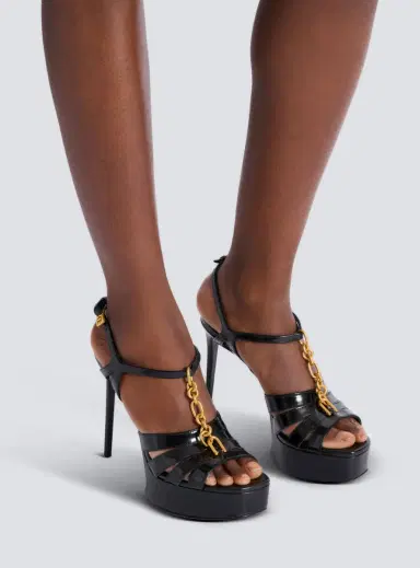 Balmain Sync platform sandals in patent lambskin | Thumbnail 2