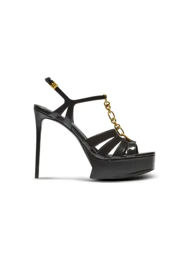 Balmain Sync platform sandals in patent lambskin | Thumbnail 1