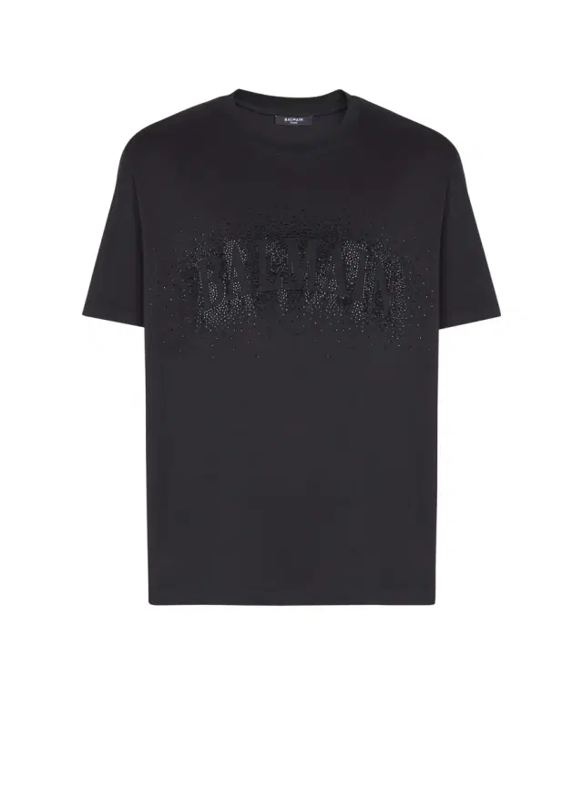 Balmain T-shirt with embroidered crystal spray effect