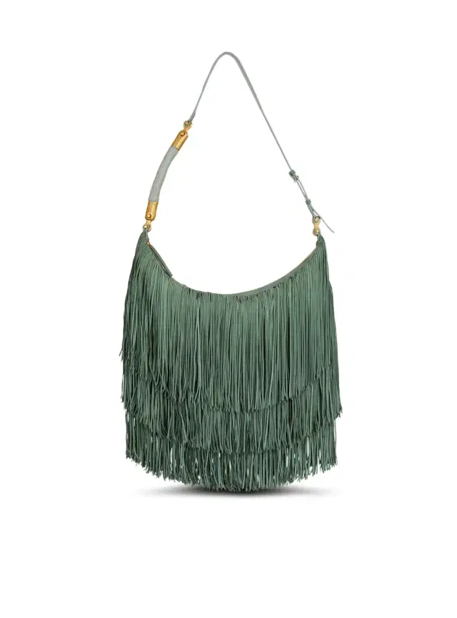 Balmain Ébène Hobo Large fringed suede bag
