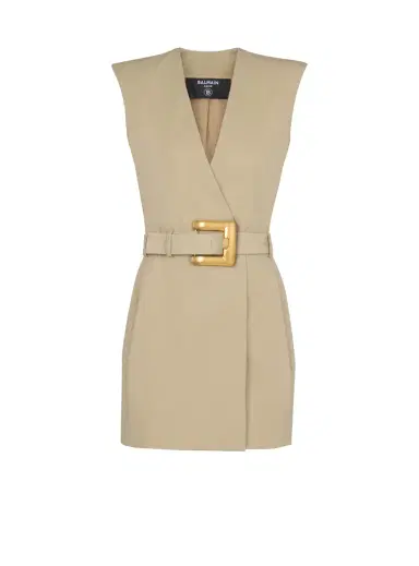 Balmain Short belted gabardine dress | Thumbnail 1 Balmain Short belted gabardine dress | Thumbnail 1