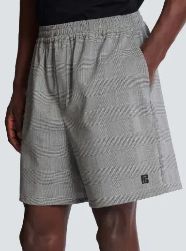 Balmain Relaxed shorts in Prince of Wales satin | Thumbnail 5