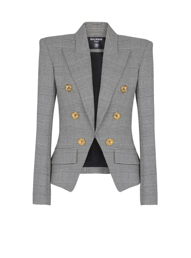 Balmain 6-buttons jacket in Prince of Wales jacquard