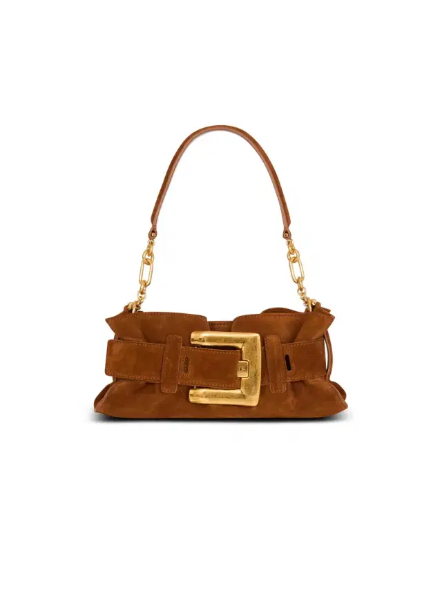 Balmain Anthem Mini suede leather bag