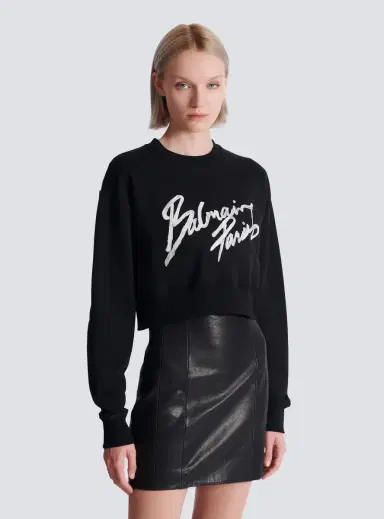 Balmain Cropped printed cotton sweatshirt | Thumbnail 5