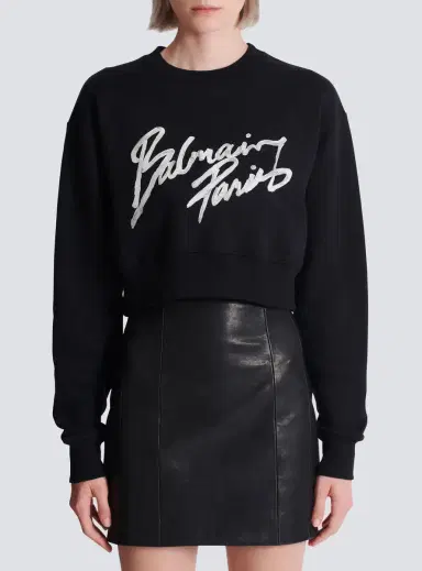 Balmain Cropped printed cotton sweatshirt | Thumbnail 7