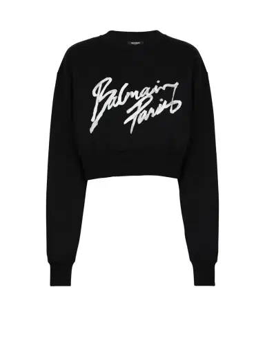 Balmain Cropped printed cotton sweatshirt | Thumbnail 1