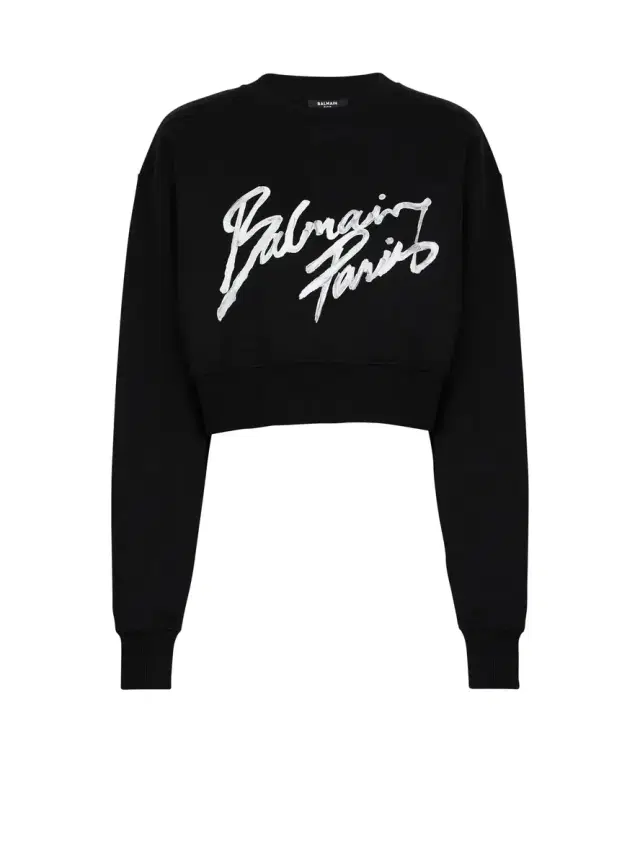 Balmain Cropped printed cotton sweatshirt