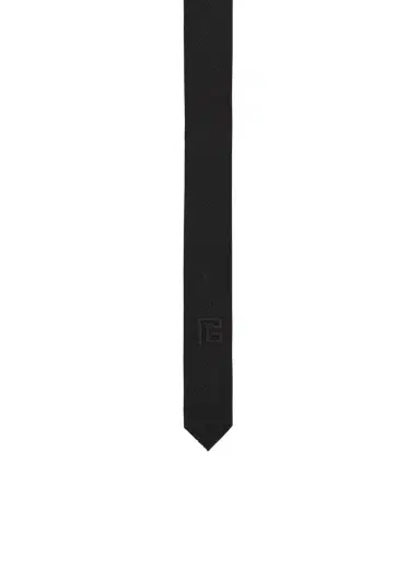Balmain Slim wool tie with PB embroidery | Thumbnail 1