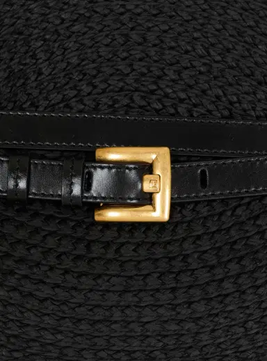 Balmain Shuffle Medium bag in calfskin leather and raffia | Thumbnail 5
