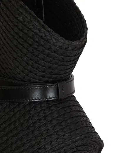 Balmain Shuffle Medium bag in calfskin leather and raffia | Thumbnail 6