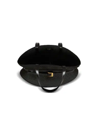 Balmain Shuffle Medium bag in calfskin leather and raffia | Thumbnail 7