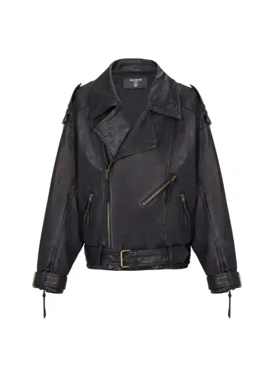 Balmain Lambskin leather biker jacket | Thumbnail 1 Balmain Lambskin leather biker jacket | Thumbnail 1