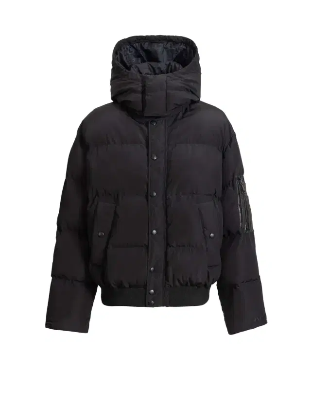 Padded nylon and leather jacket