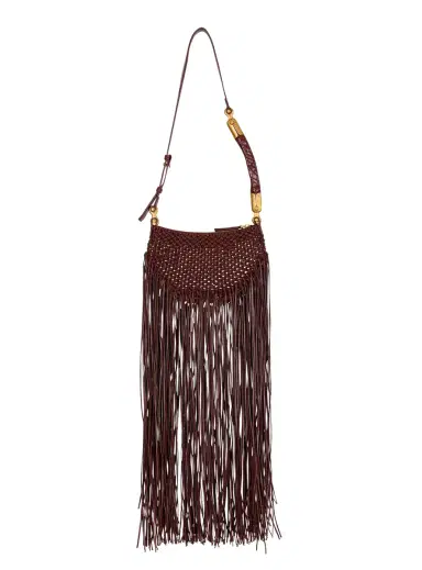 Balmain Fringed Ébène Hobo Mini bag in woven leather | Thumbnail 4