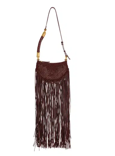 Balmain Fringed Ébène Hobo Mini bag in woven leather | Thumbnail 1