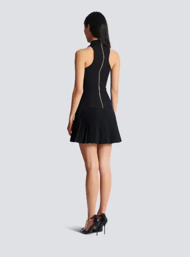 Balmain Flared grain de poudre dress with belt detail | Thumbnail 4