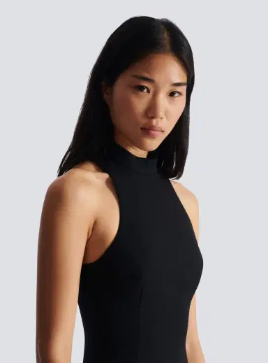 Balmain Flared grain de poudre dress with belt detail | Thumbnail 5