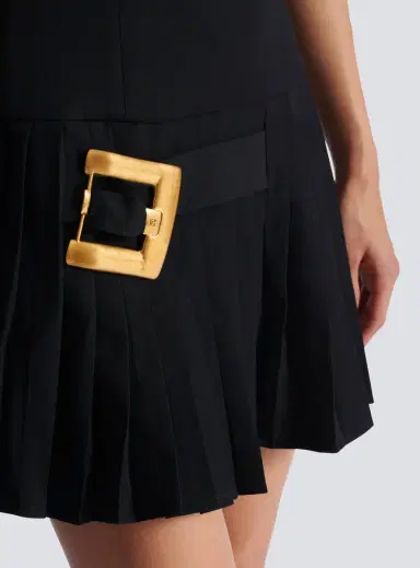 Balmain Flared grain de poudre dress with belt detail | Thumbnail 7