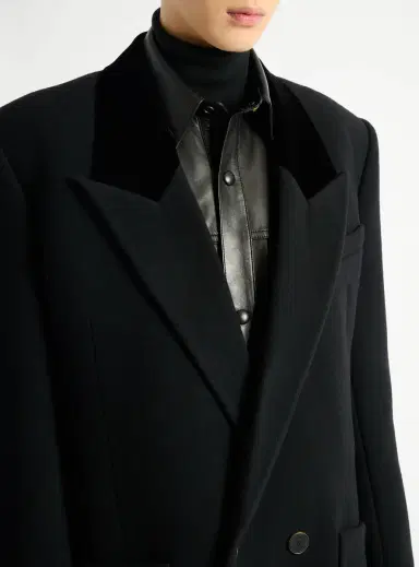 Balmain Long wool and velvet coat | Thumbnail 5 Balmain Long wool and velvet coat | Thumbnail 5