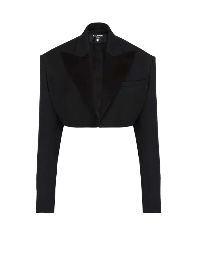 Balmain Cropped grain de poudre jacket
