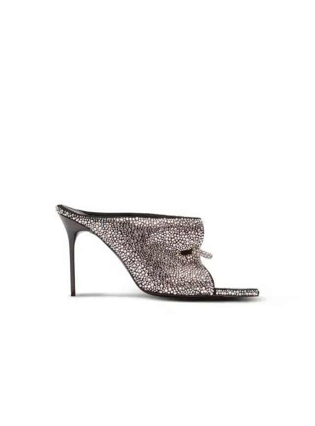 Balmain Suede and rhinestone mules with front piercing