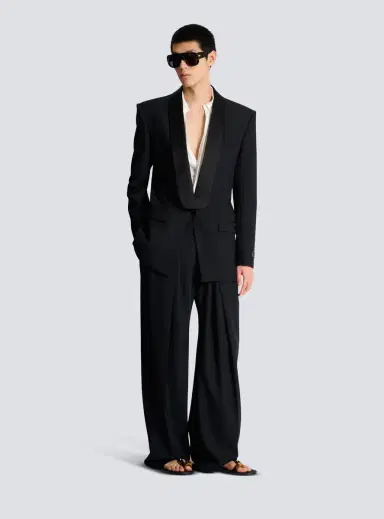 Balmain Wool twill trousers with wide knife pleats | Thumbnail 2 Balmain Wool twill trousers with wide knife pleats | Thumbnail 2