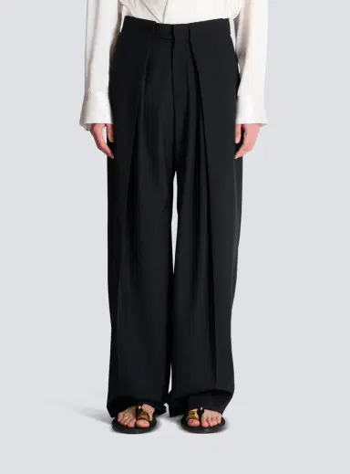 Balmain Wool twill trousers with wide knife pleats | Thumbnail 7 Balmain Wool twill trousers with wide knife pleats | Thumbnail 7