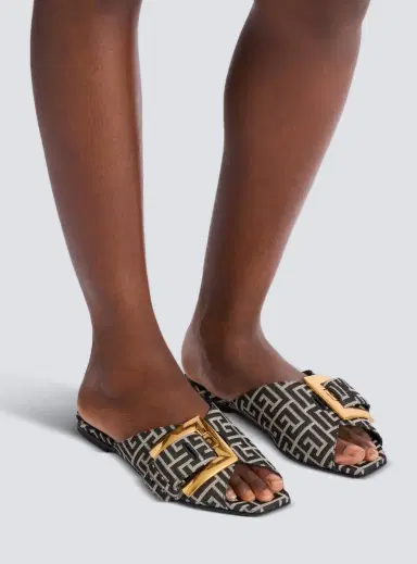 Balmain Flat monogram jacquard Anthem sandals | Thumbnail 2 Balmain Flat monogram jacquard Anthem sandals | Thumbnail 2