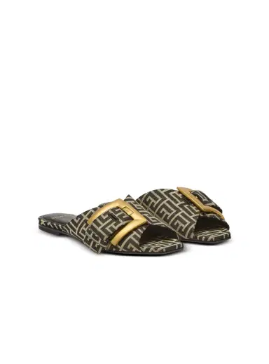 Balmain Flat monogram jacquard Anthem sandals | Thumbnail 3 Balmain Flat monogram jacquard Anthem sandals | Thumbnail 3