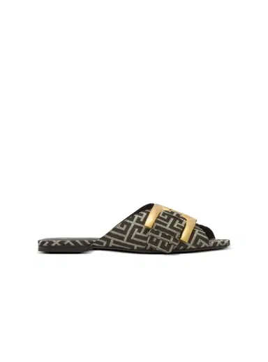Balmain Flat monogram jacquard Anthem sandals | Thumbnail 1 Balmain Flat monogram jacquard Anthem sandals | Thumbnail 1